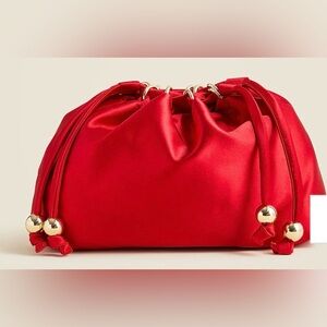 NWT JCrew Red Satin Drawstring Shoulder Bag